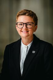 Cllr Bev Craig LGA Labour head shot wearing black jacket and white shirt