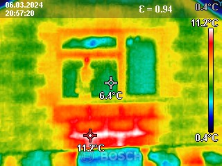 Heat loss behind a rad breezeblock wall thermal image