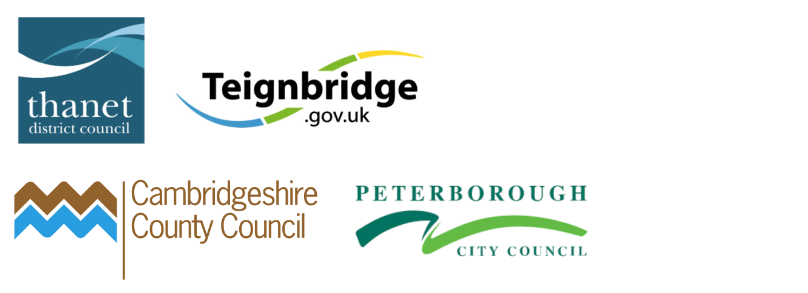 Thanet District Council, Teignbridge District Council, Cambridgeshire County Council, Peterborough City Council