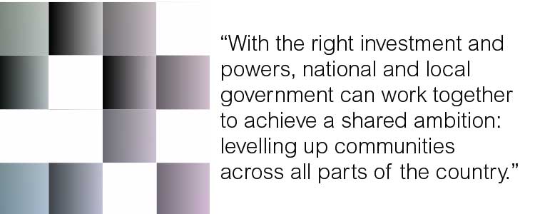 With the right investment and powers, national and local government can work together to achieve a shared ambition: levelling up communities across all parts of the country.