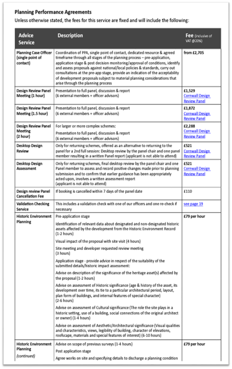 Cornwall Council pre app offer