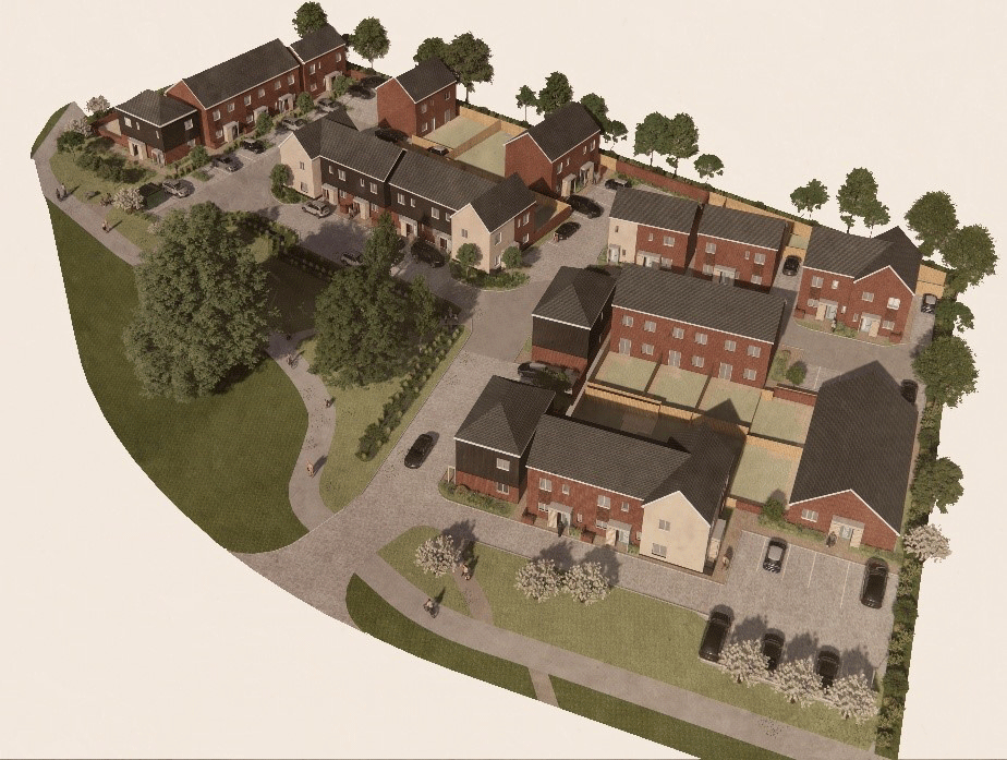 A CAD illustration of a new home development.