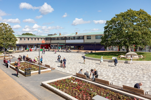 White lion square after being refurbished