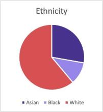 Staff and other key stakeholders' ethnicities are as follows: more than half of the interviewees are white, more than a quarter are Asians, and the minority are black