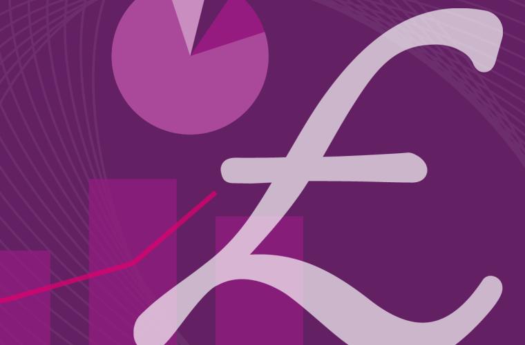 Pound sign and graph on purple background