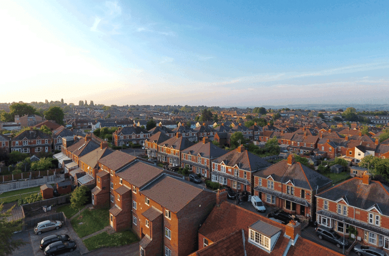 Aerial shot of houses