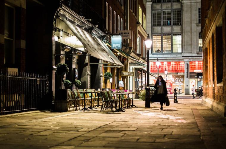 High street at night
