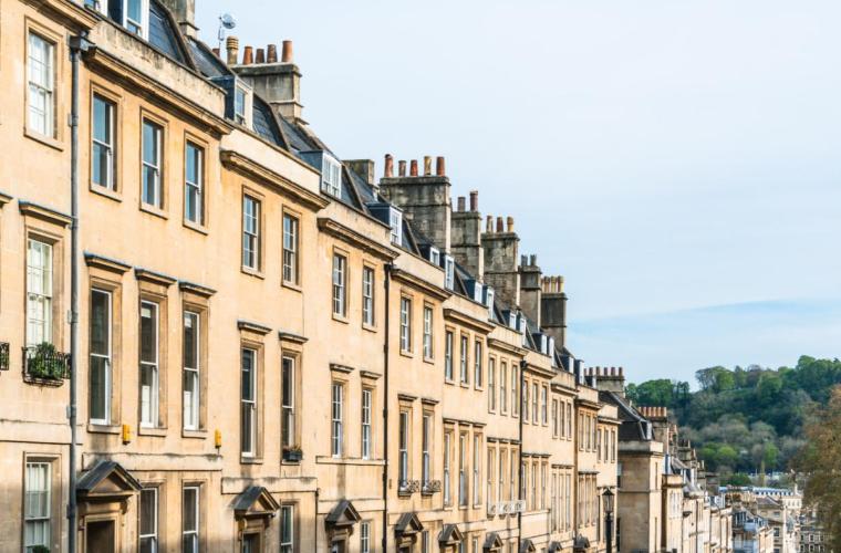 Rooftops of row of terraced houses