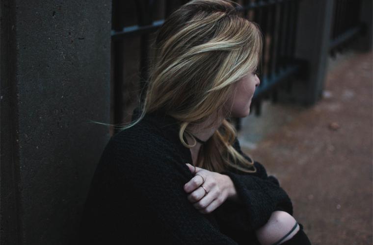 Woman alone in the street