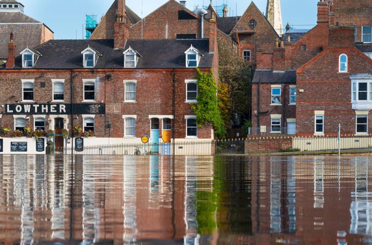 Flooded street in York