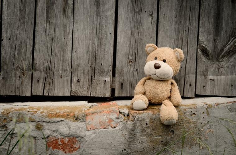 Teddy bear on side of road