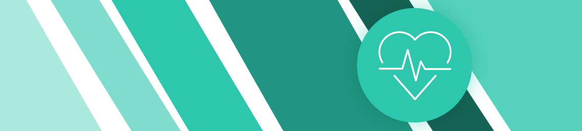 Re-thinking local: public health - green stripes on a white background with a green icon of a heart