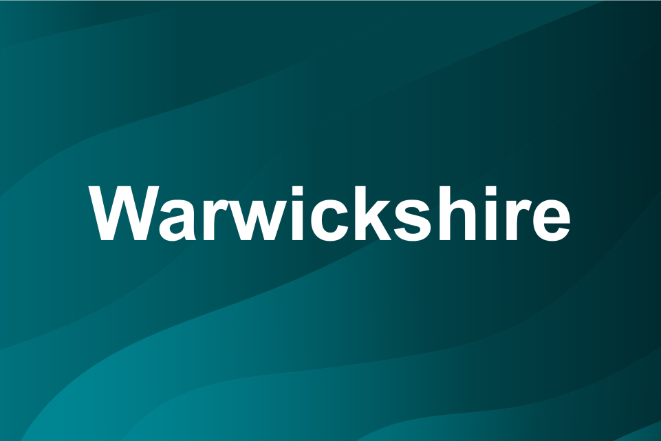 Blue background with text: Warwickshire