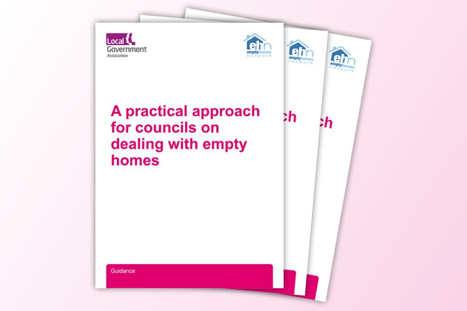 Bold pink text reads A practical approach for councils on dealing with empty homes