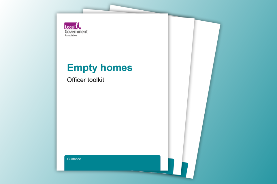 A bold title reading empty homes officer toolkit with the LGA logo top left
