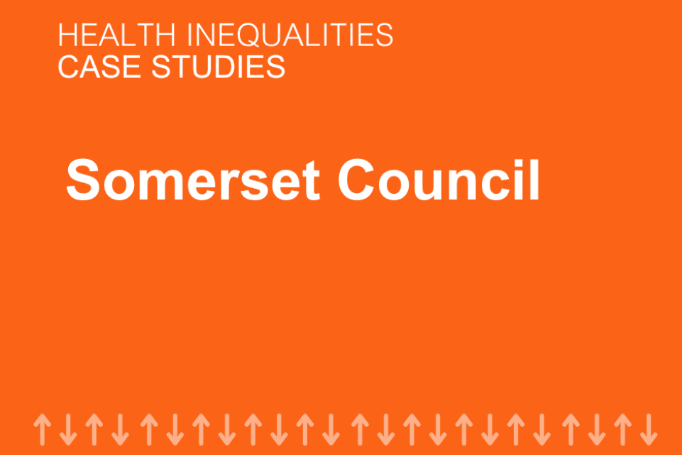 A bright orange background with text in white which reads: Somerset Council Health Inequalities Case Study