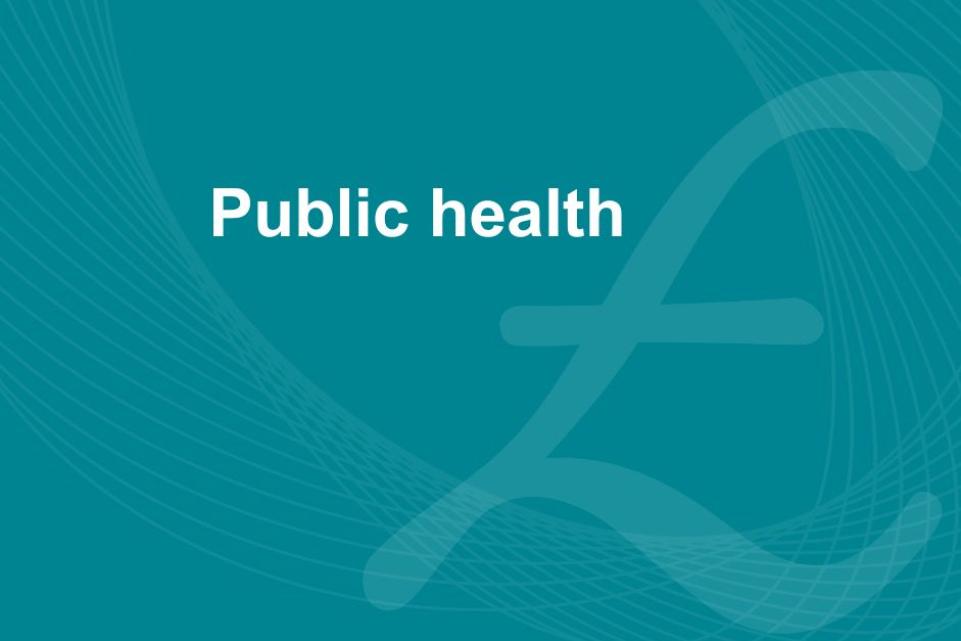 Blue background with a british pound sign and the text 'public health'