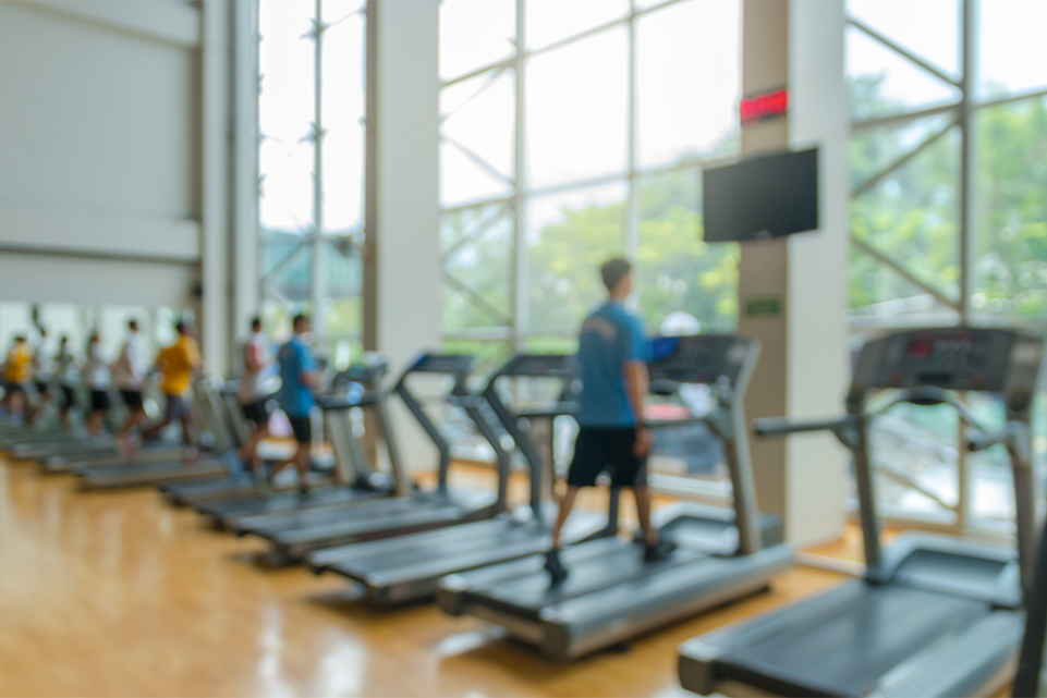 Treadmills lined up in a leisure centre